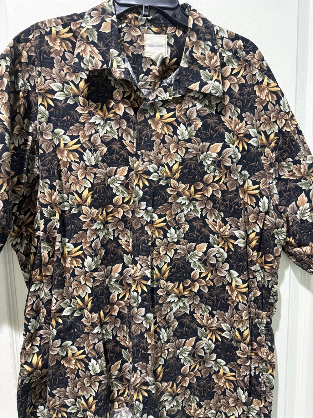 Saddlebred Black Floral Button-Down Shirt with Brown Accents